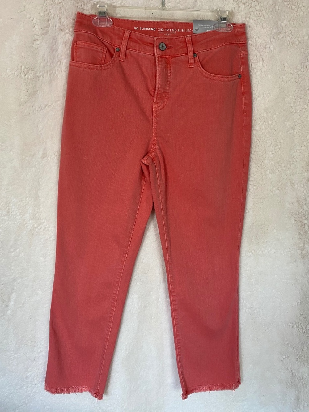 Chico's So Slimming Girlfriend Slim Leg Crop Jeans - Coral color, Size 4 (NWT)